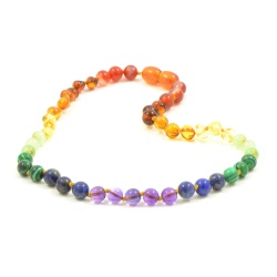 'Rainbow Baby' Amber and Semi-Precious Stones Necklace